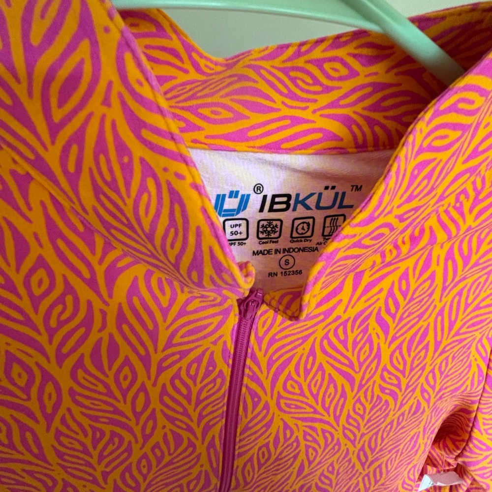 IBKUL Women’s Long Sleeve Golf Top Size S Pink/Orange – NWT - Picture 2 of 4